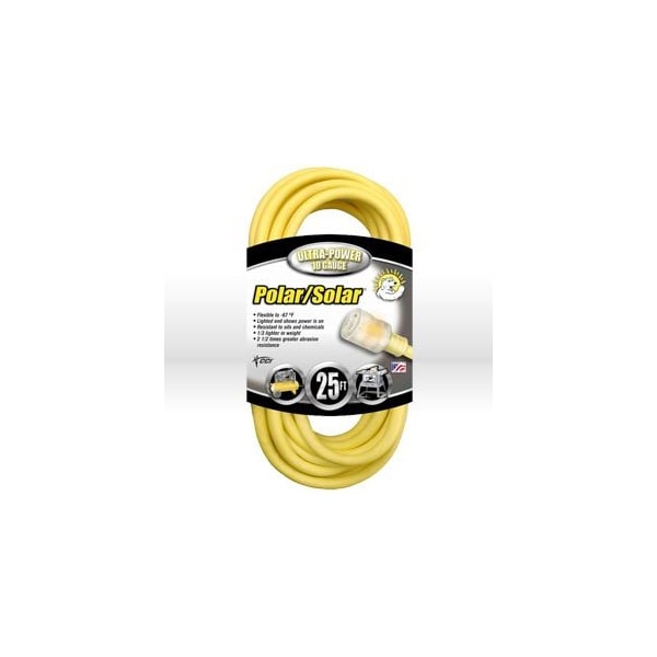 Southwire SJEOW Extension Cord, 10 AWG, Outdoor, 10/3, 1 Outlets, 5-15R, Yellow, TPE, 5-15P, 25 ft 01787 - main